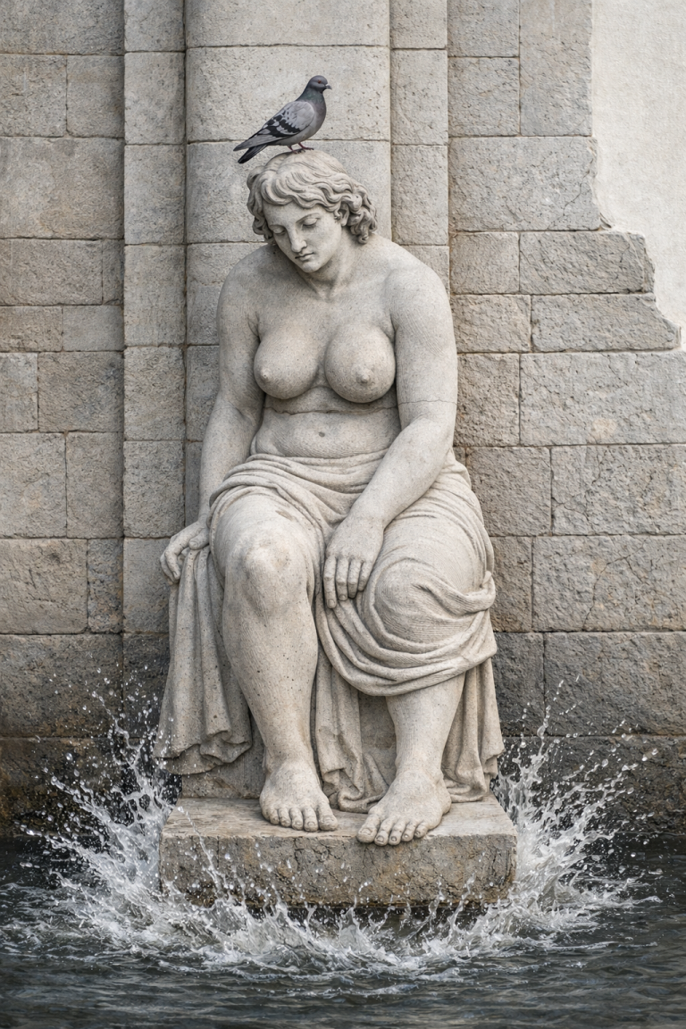 Ilustración inspirada en la escultura Maternidad, de Borges Salas, en Santa Cruz de Tenerife